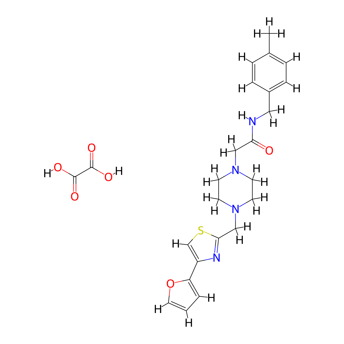 2-(4-((4-(furan-2-yl)thiazol-2-yl)methyl)piperazin-1-yl)-N-(4-methylbenzyl)acetamide oxalate molecular structure, CAS 1351643-44-1