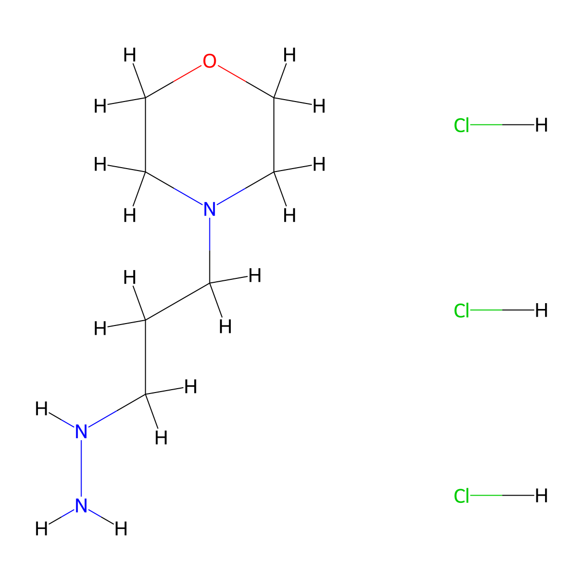 4-(3-Hydrazinylpropyl)morpholine trihydrochloride molecular structure, CAS 1351643-46-3