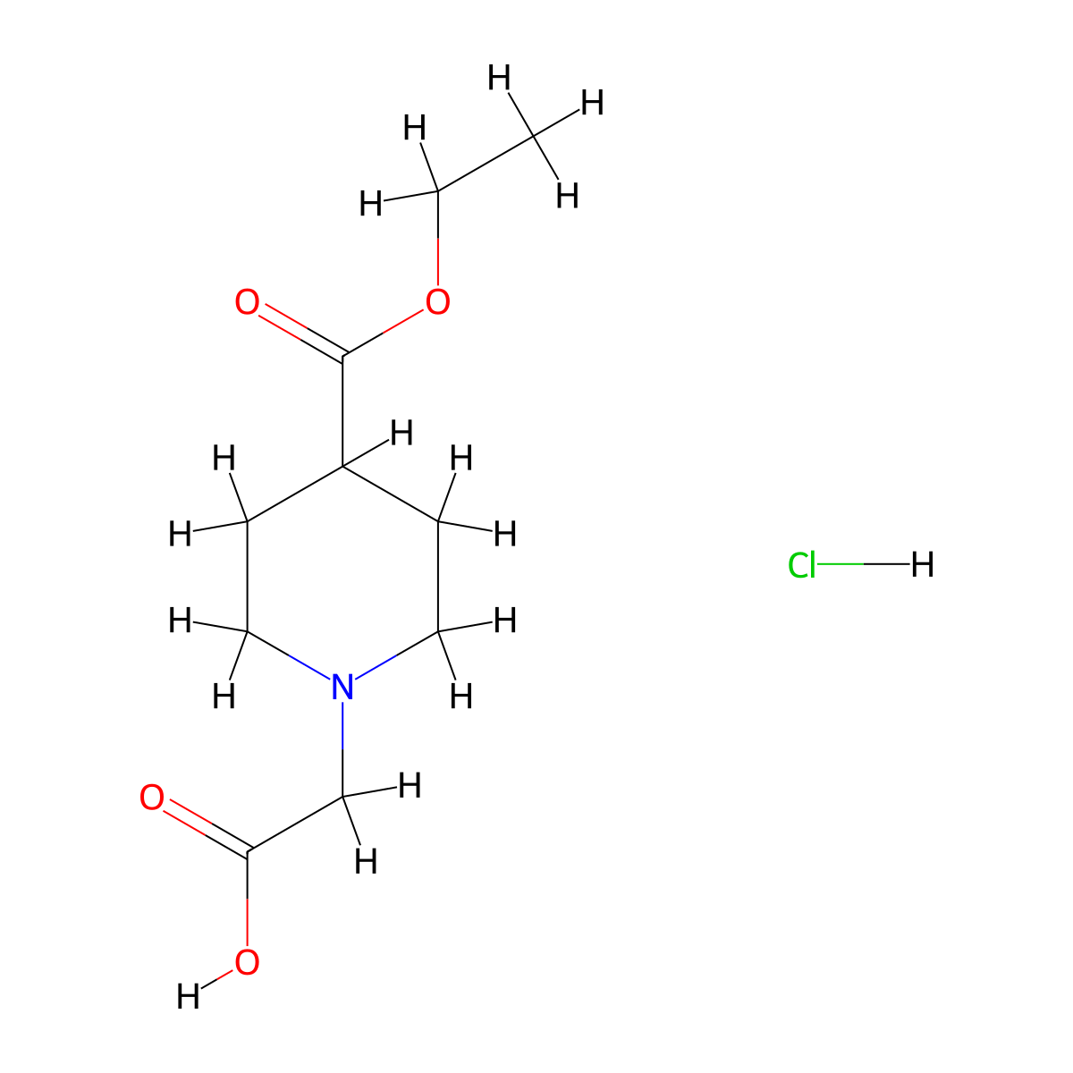 [4-(Ethoxycarbonyl)piperidin-1-yl]acetic acid hydrochloride molecular structure, CAS 1351643-49-6