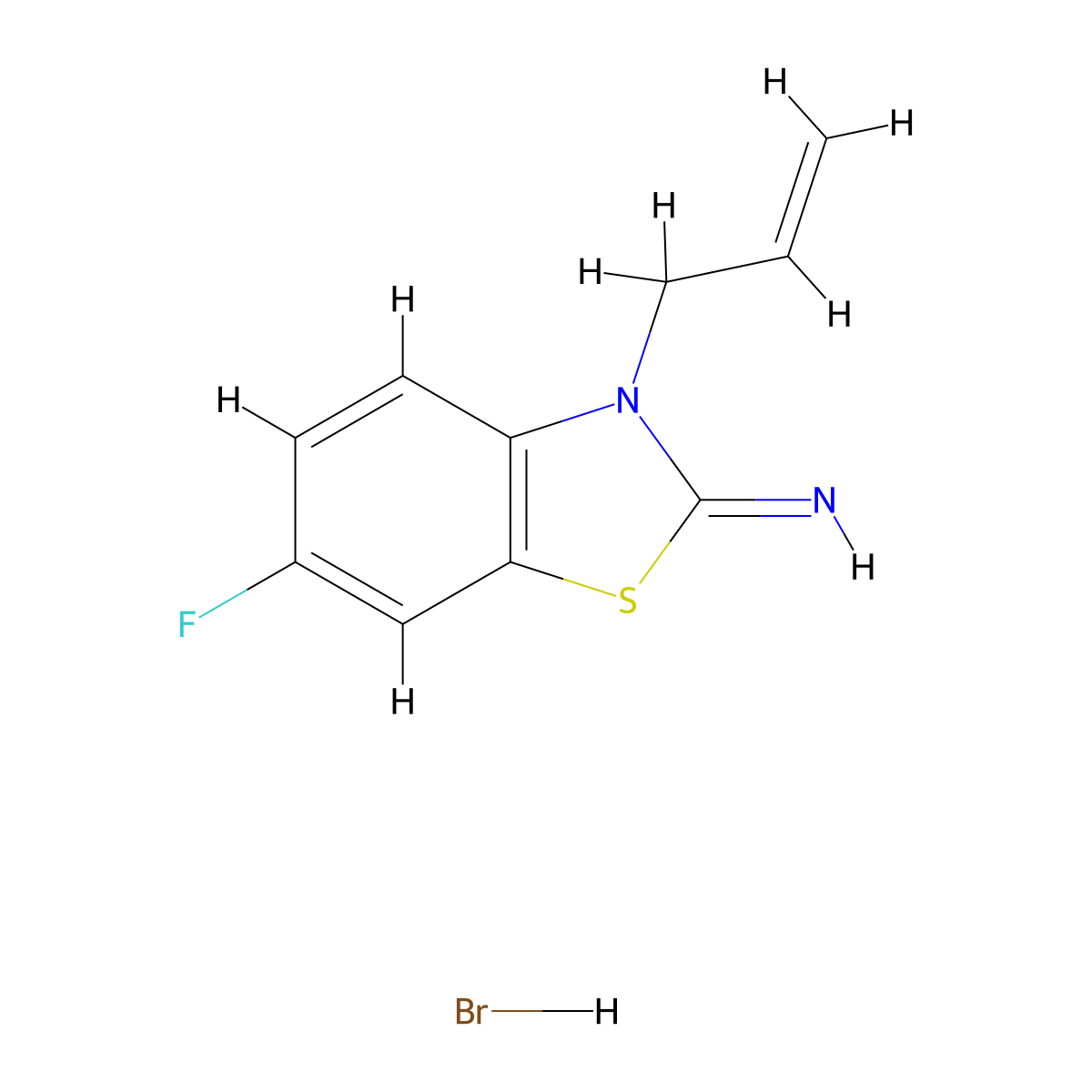 3-allyl-6-fluorobenzo[d]thiazol-2(3H)-imine hydrobromide molecular structure, CAS 1351643-51-0