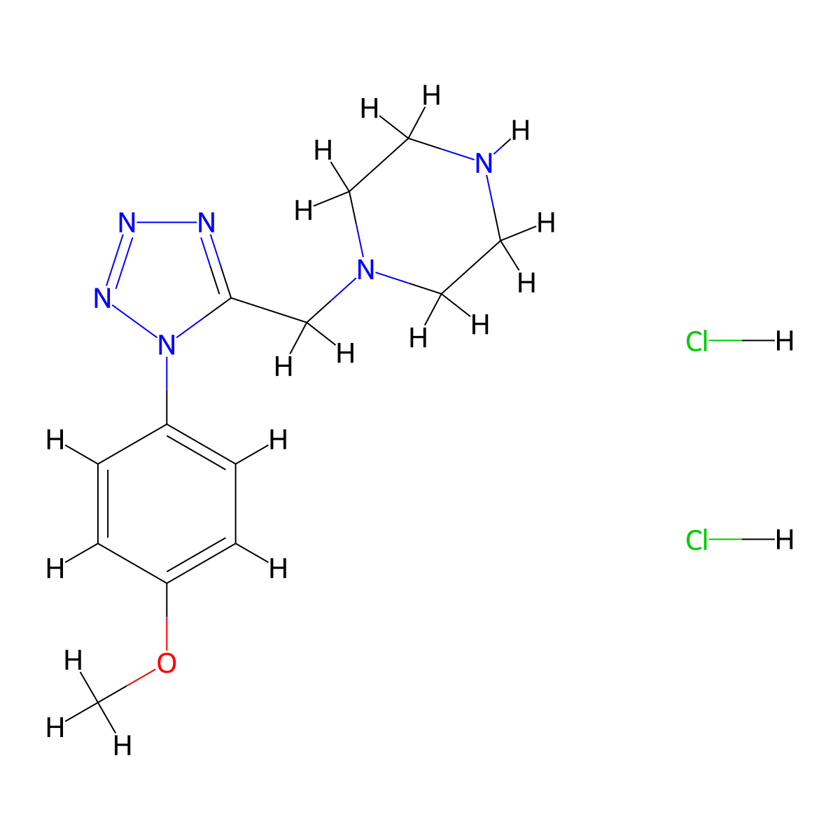 1-{[1-(4-methoxyphenyl)-1H-tetrazol-5-yl]methyl}piperazine dihydrochloride molecular structure, CAS 1351643-53-2