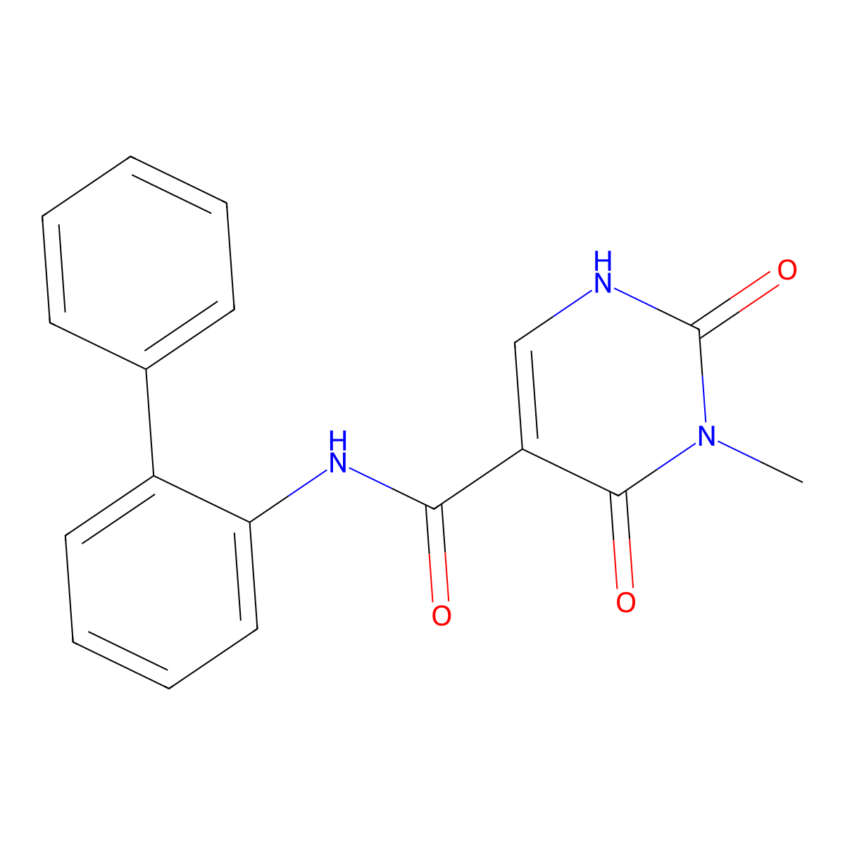 N-([1,1'-biphenyl]-2-yl)-3-methyl-2,4-dioxo-1,2,3,4-tetrahydropyrimidine-5-carboxamide molecular structure, CAS 1351643-63-4