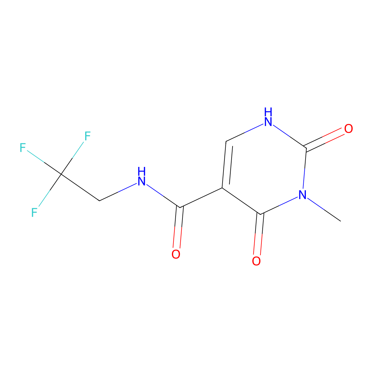 3-methyl-2,4-dioxo-N-(2,2,2-trifluoroethyl)-1,2,3,4-tetrahydropyrimidine-5-carboxamide molecular structure, CAS 1351643-66-7