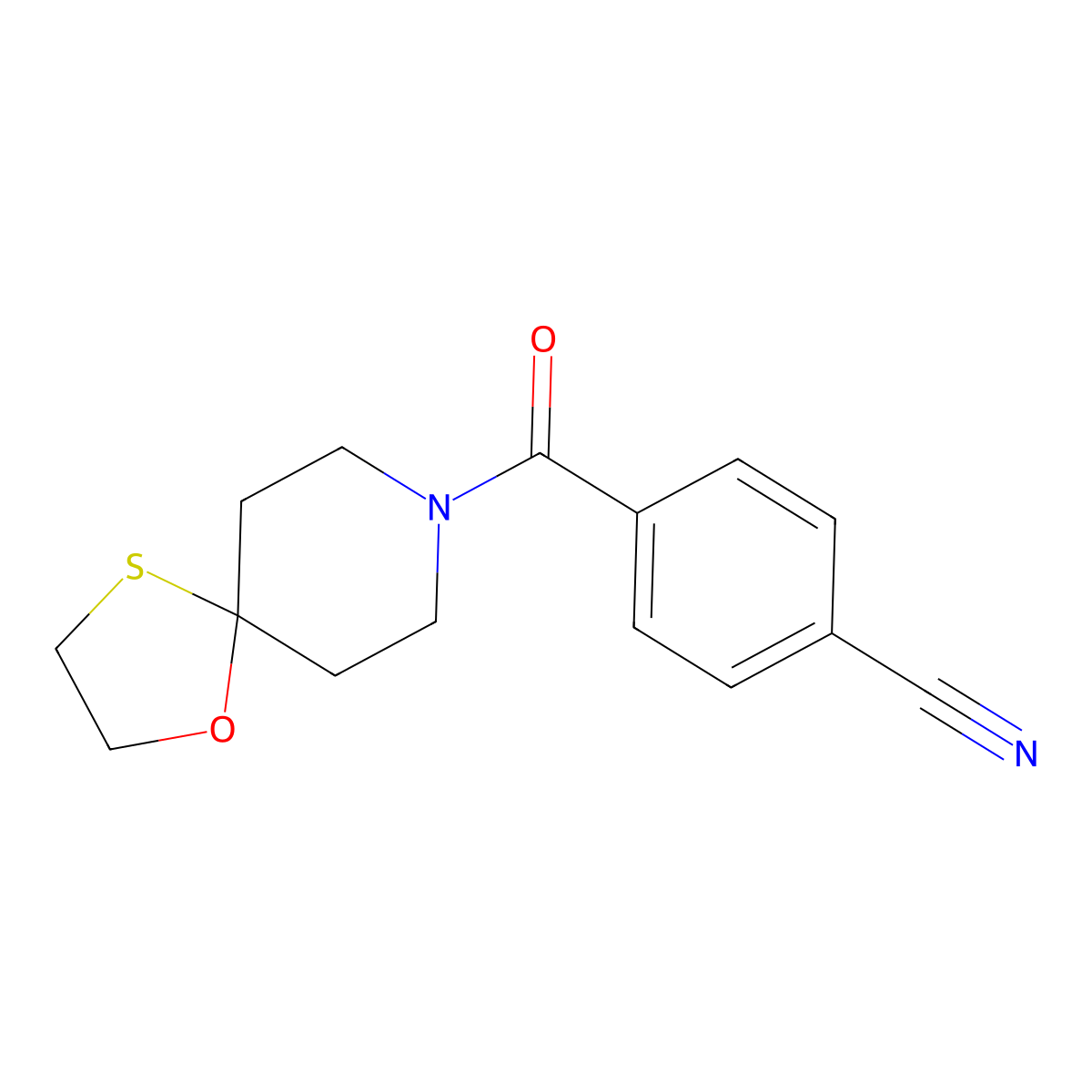 4-(1-Oxa-4-thia-8-azaspiro[4.5]decane-8-carbonyl)benzonitrile molecular structure, CAS 1351643-67-8