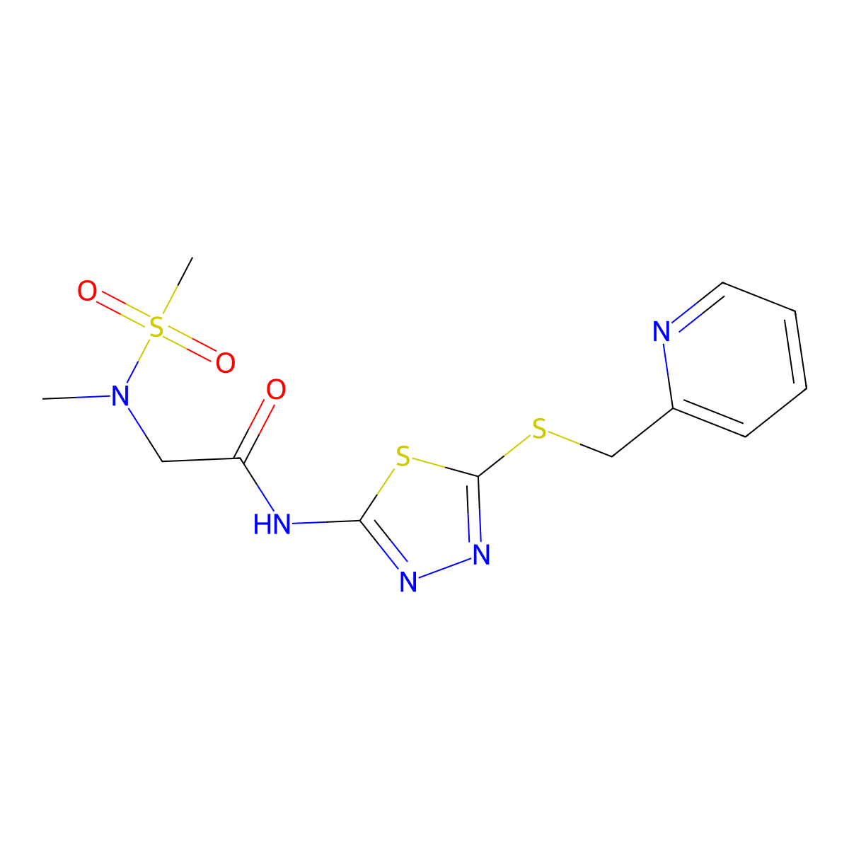 2-(N-methylmethanesulfonamido)-N-(5-{[(pyridin-2-yl)methyl]sulfanyl}-1,3,4-thiadiazol-2-yl)acetamide molecular structure, CAS 1351643-70-3
