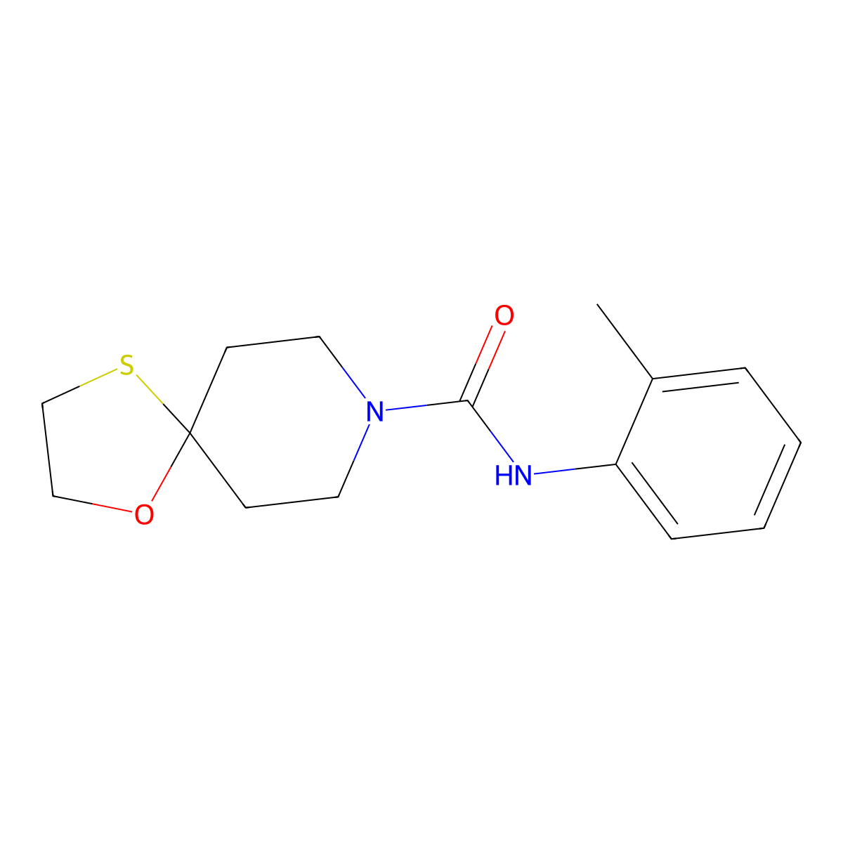 N-(o-tolyl)-1-oxa-4-thia-8-azaspiro[4.5]decane-8-carboxamide molecular structure, CAS 1351643-87-2