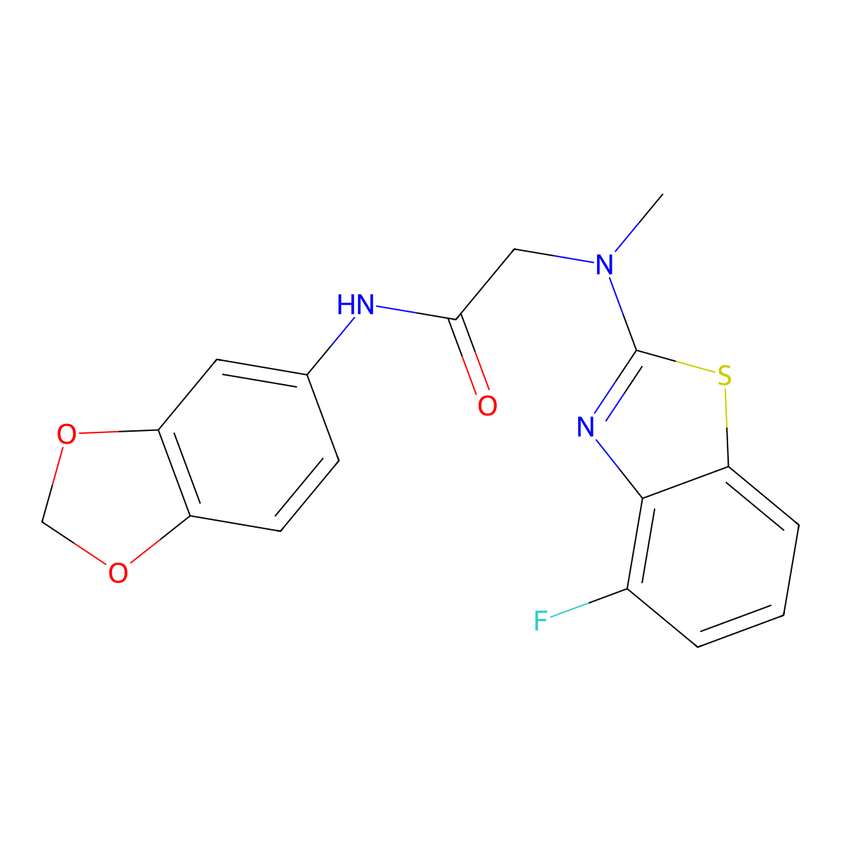 N-(benzo[d][1,3]dioxol-5-yl)-2-((4-fluorobenzo[d]thiazol-2-yl)(methyl)amino)acetamide molecular structure, CAS 1351643-96-3