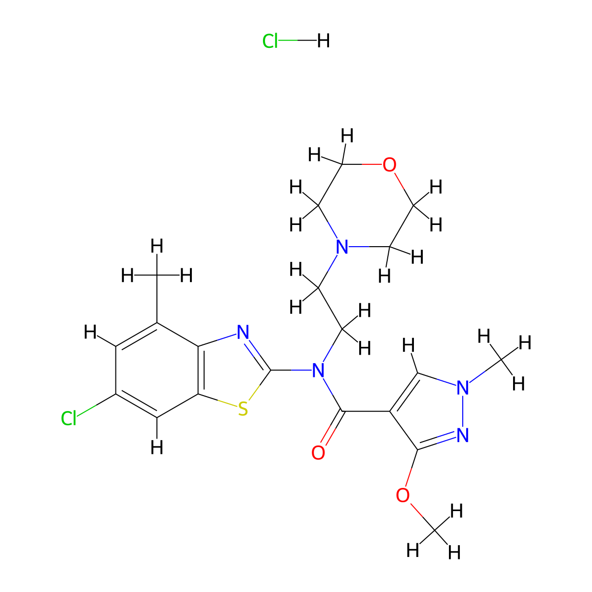 N-(6-chloro-4-methylbenzo[d]thiazol-2-yl)-3-methoxy-1-methyl-N-(2-morpholinoethyl)-1H-pyrazole-4-carboxamide hydrochloride molecular structure, CAS 1351643-98-5