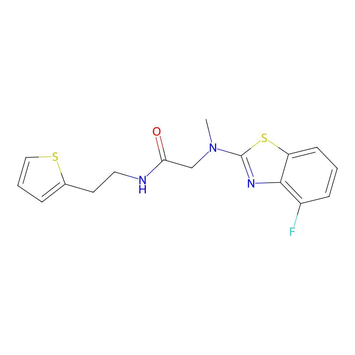2-((4-fluorobenzo[d]thiazol-2-yl)(methyl)amino)-N-(2-(thiophen-2-yl)ethyl)acetamide molecular structure, CAS 1351644-02-4