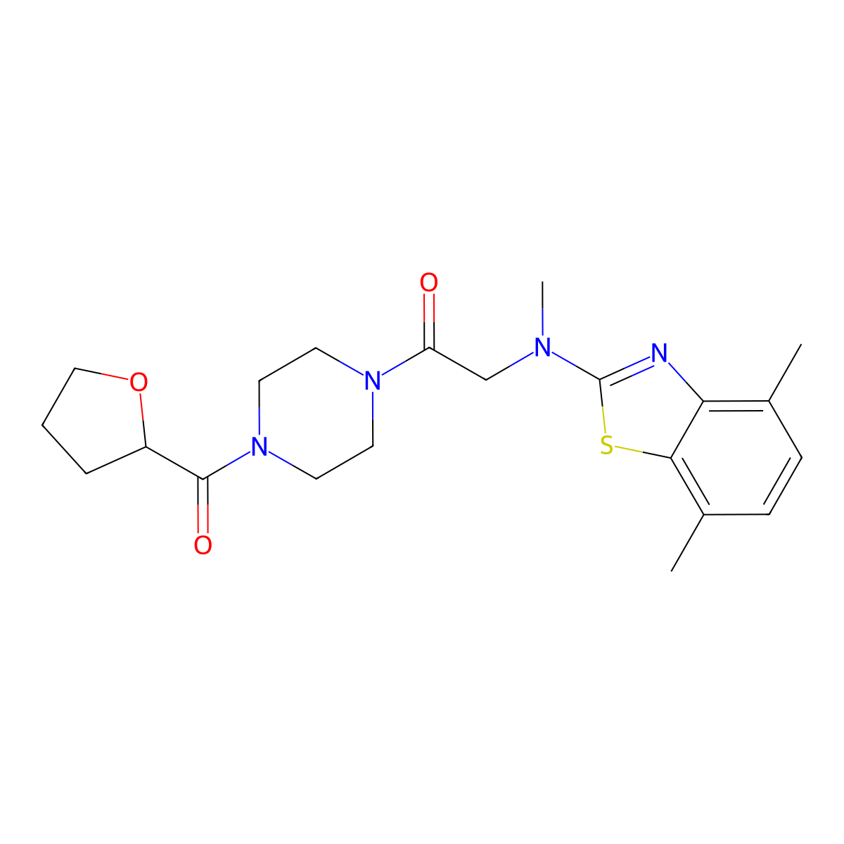 2-((4,7-Dimethylbenzo[d]thiazol-2-yl)(methyl)amino)-1-(4-(tetrahydrofuran-2-carbonyl)piperazin-1-yl)ethanone molecular structure, CAS 1351644-09-1