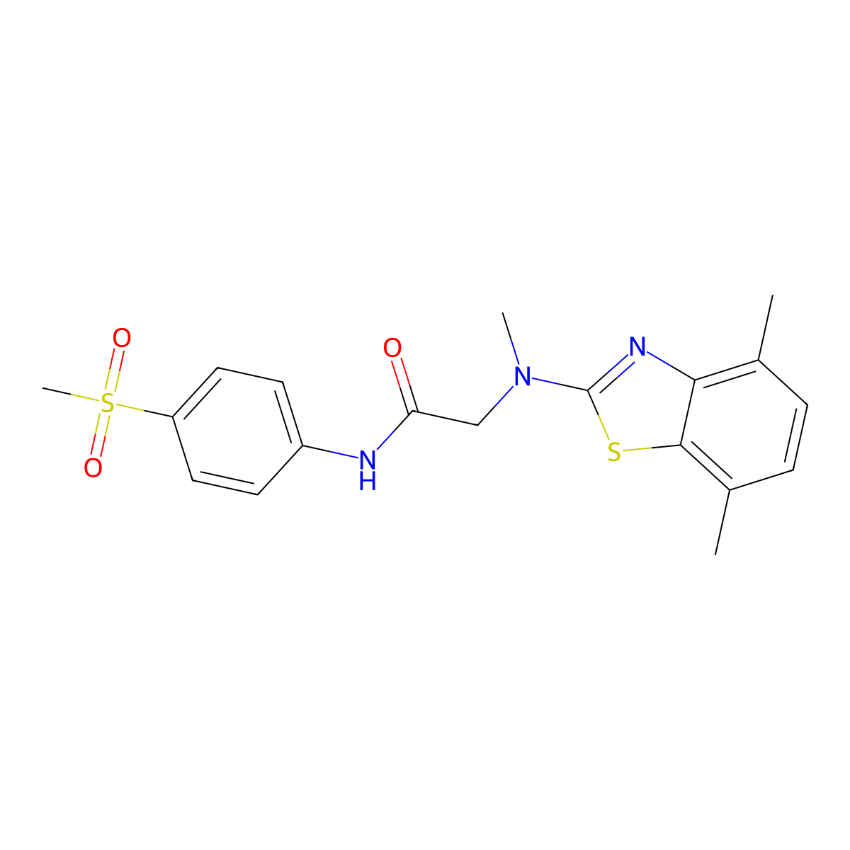 2-((4,7-dimethylbenzo[d]thiazol-2-yl)(methyl)amino)-N-(4-(methylsulfonyl)phenyl)acetamide molecular structure, CAS 1351644-12-6