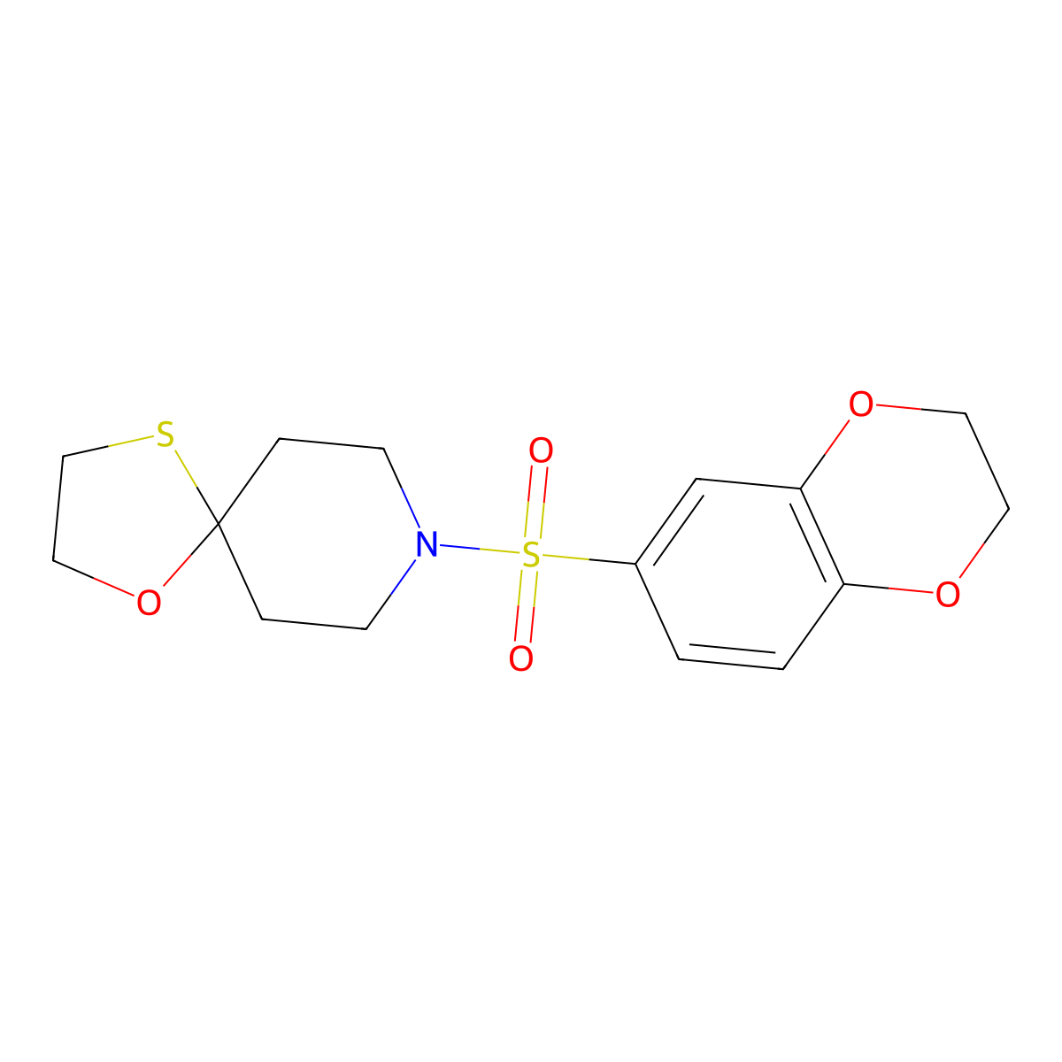 8-((2,3-Dihydrobenzo[b][1,4]dioxin-6-yl)sulfonyl)-1-oxa-4-thia-8-azaspiro[4.5]decane molecular structure, CAS 1351644-18-2