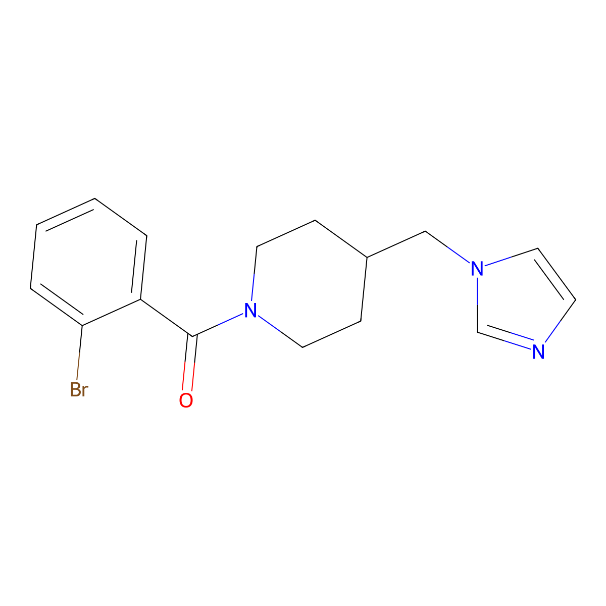 (4-((1H-imidazol-1-yl)methyl)piperidin-1-yl)(2-bromophenyl)methanone molecular structure, CAS 1351644-21-7