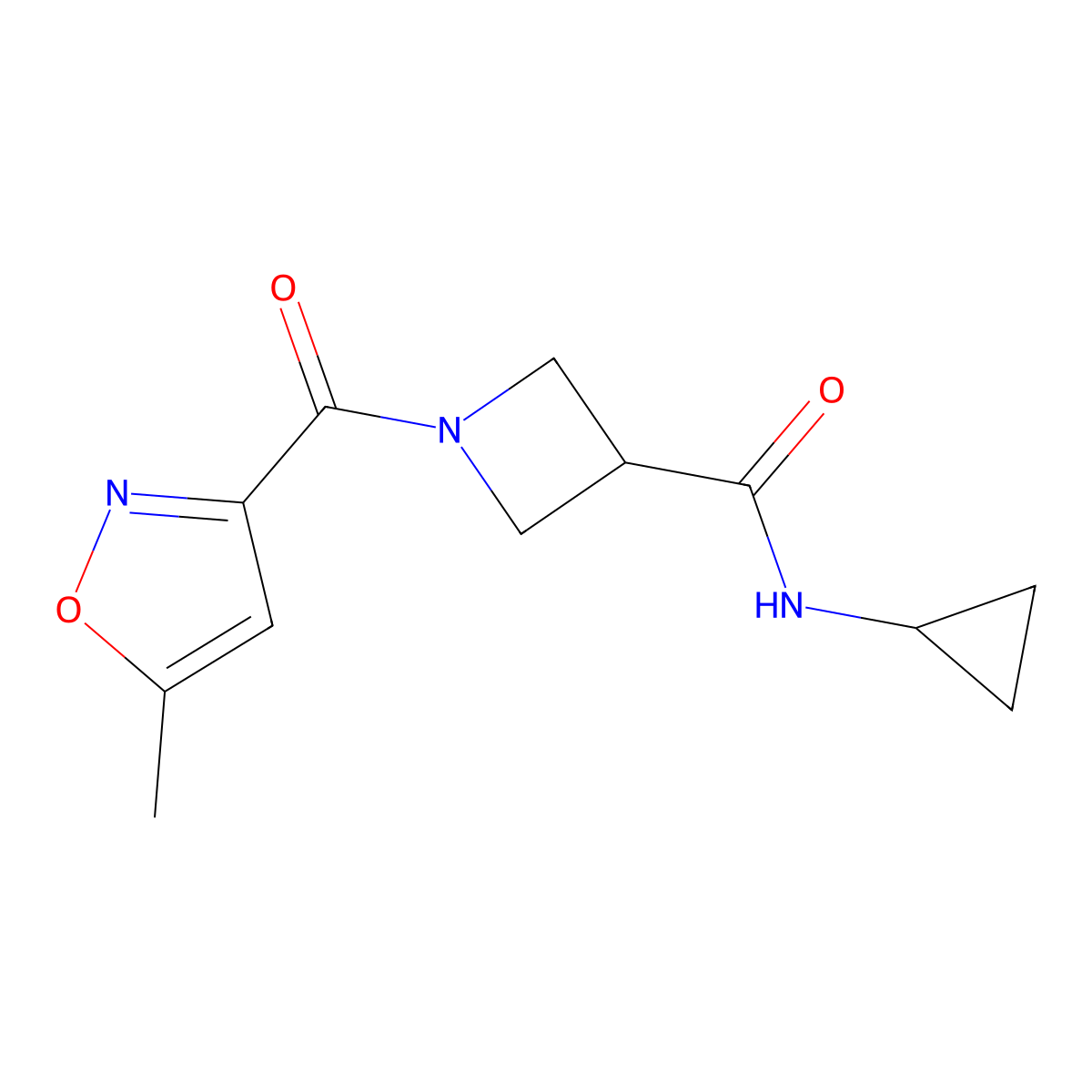 N-cyclopropyl-1-(5-methylisoxazole-3-carbonyl)azetidine-3-carboxamide molecular structure, CAS 1351644-30-8