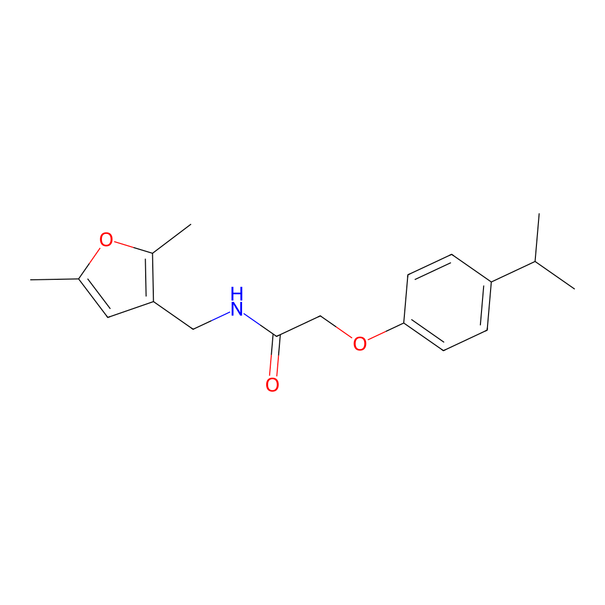 N-((2,5-dimethylfuran-3-yl)methyl)-2-(4-isopropylphenoxy)acetamide molecular structure, CAS 1351644-34-2