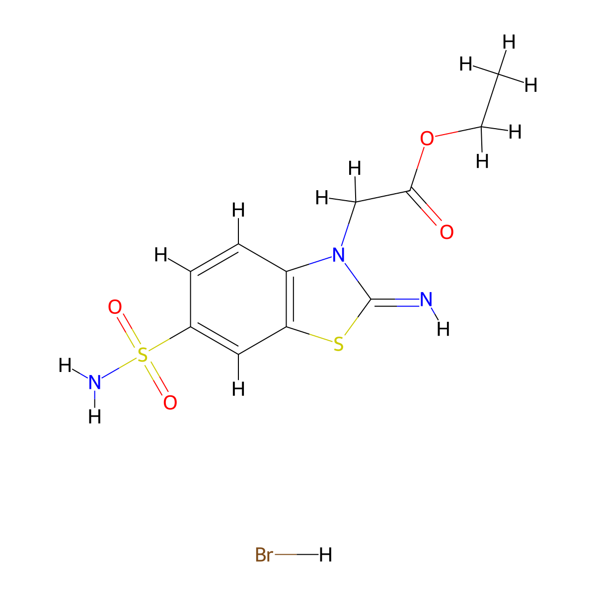 ethyl 2-(2-imino-6-sulfamoylbenzo[d]thiazol-3(2H)-yl)acetate hydrobromide molecular structure, CAS 1351644-36-4
