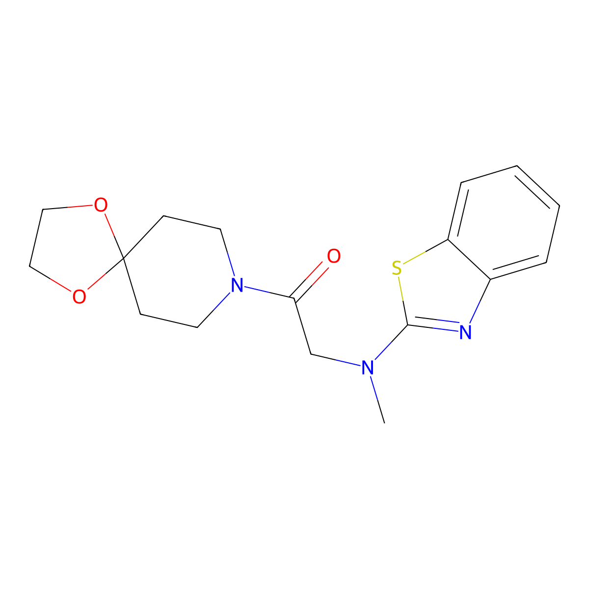 2-(Benzo[d]thiazol-2-yl(methyl)amino)-1-(1,4-dioxa-8-azaspiro[4.5]decan-8-yl)ethanone molecular structure, CAS 1351644-40-0