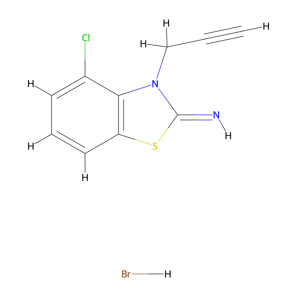 4-chloro-3-(prop-2-yn-1-yl)benzo[d]thiazol-2(3H)-imine hydrobromide molecular structure, CAS 1351644-42-2