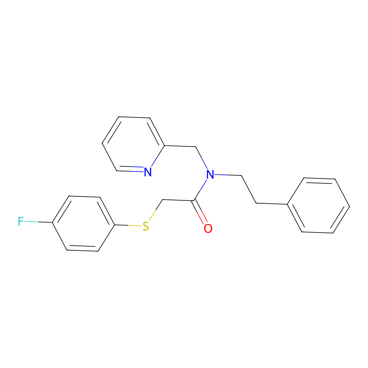 2-((4-fluorophenyl)thio)-N-phenethyl-N-(pyridin-2-ylmethyl)acetamide molecular structure, CAS 1351644-44-4