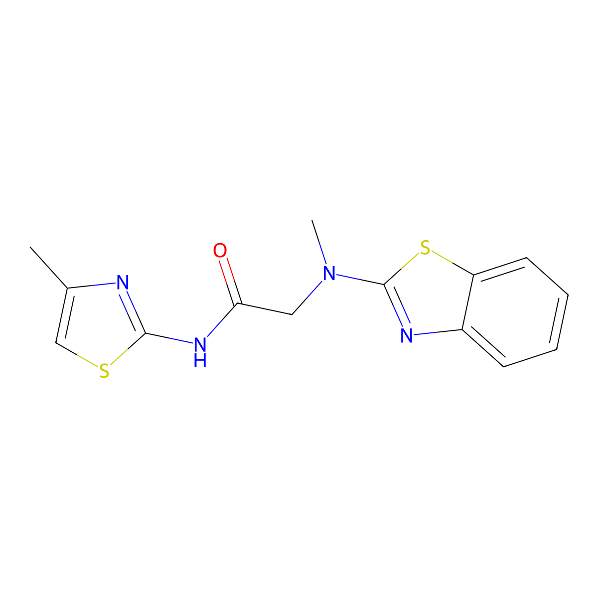 2-(benzo[d]thiazol-2-yl(methyl)amino)-N-(4-methylthiazol-2-yl)acetamide molecular structure, CAS 1351644-45-5