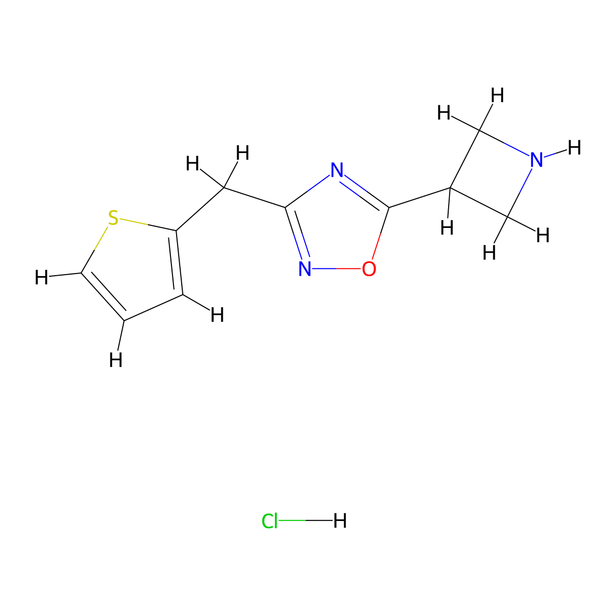5-Azetidin-3-yl-3-(2-thienylmethyl)-1,2,4-oxadiazole hydrochloride molecular structure, CAS 1351644-48-8