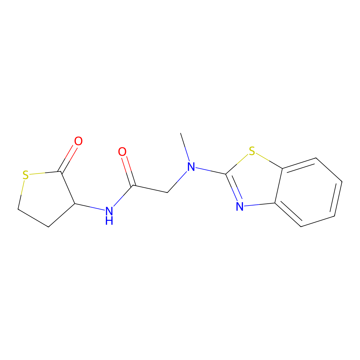 2-(benzo[d]thiazol-2-yl(methyl)amino)-N-(2-oxotetrahydrothiophen-3-yl)acetamide molecular structure, CAS 1351644-54-6