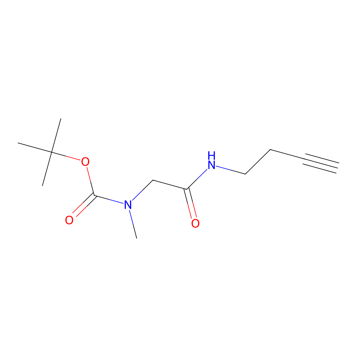 Tert-butyl (2-(but-3-yn-1-ylamino)-2-oxoethyl)(methyl)carbamate molecular structure, CAS 1351644-55-7