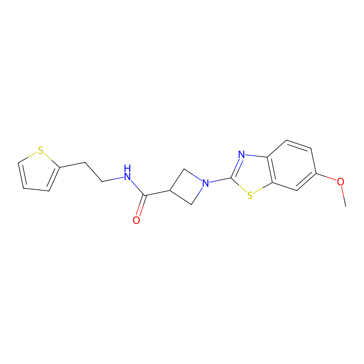 1-(6-methoxybenzo[d]thiazol-2-yl)-N-(2-(thiophen-2-yl)ethyl)azetidine-3-carboxamide molecular structure, CAS 1351644-61-5