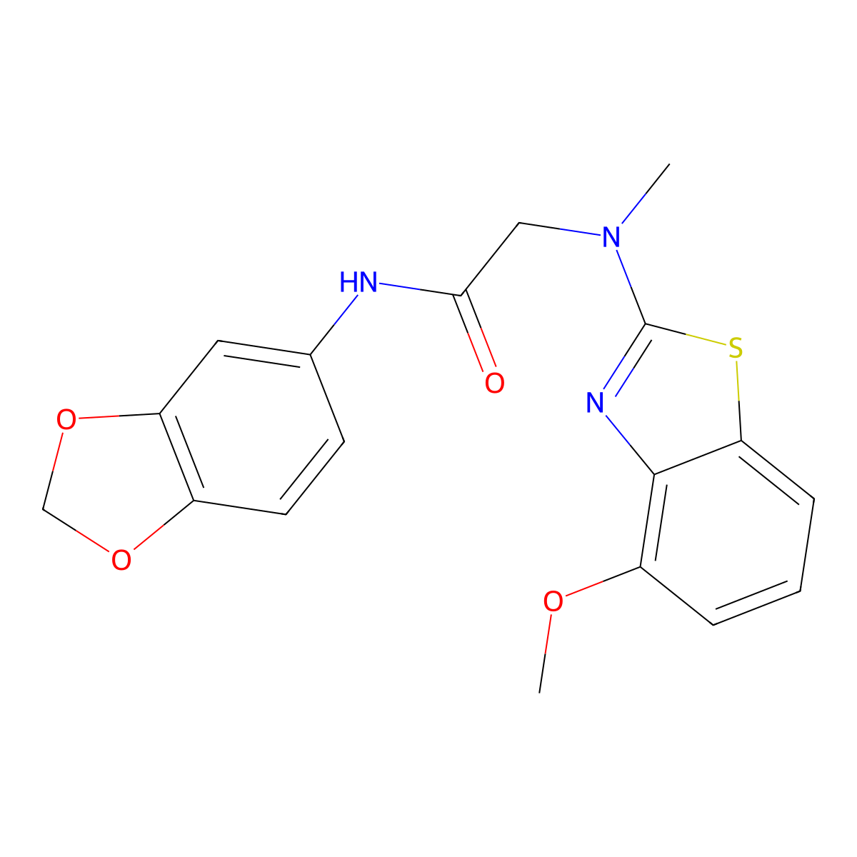 N-(benzo[d][1,3]dioxol-5-yl)-2-((4-methoxybenzo[d]thiazol-2-yl)(methyl)amino)acetamide molecular structure, CAS 1351644-66-0