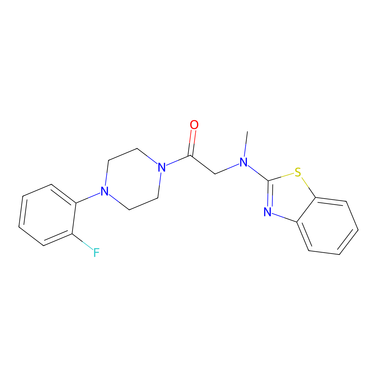 2-(Benzo[d]thiazol-2-yl(methyl)amino)-1-(4-(2-fluorophenyl)piperazin-1-yl)ethanone molecular structure, CAS 1351644-68-2