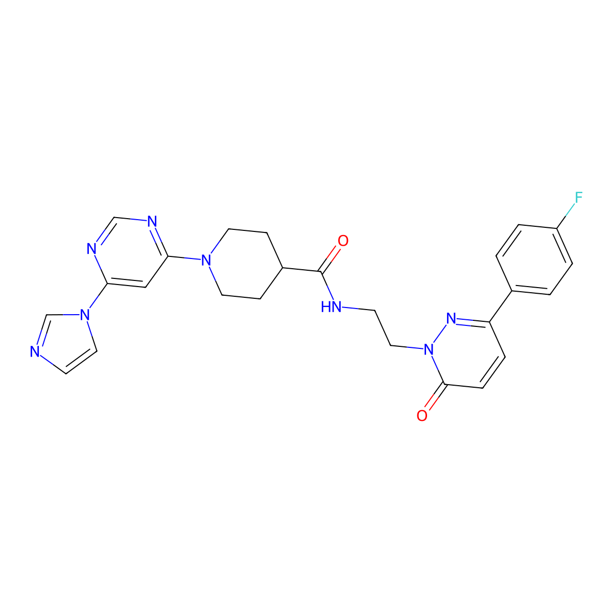 1-(6-(1H-imidazol-1-yl)pyrimidin-4-yl)-N-(2-(3-(4-fluorophenyl)-6-oxopyridazin-1(6H)-yl)ethyl)piperidine-4-carboxamide molecular structure, CAS 1351644-69-3