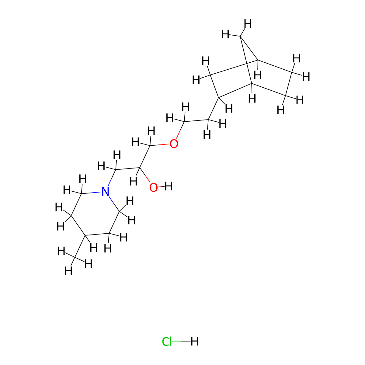 1-(2-((1R,4S)-bicyclo[2.2.1]heptan-2-yl)ethoxy)-3-(4-methylpiperidin-1-yl)propan-2-ol hydrochloride molecular structure, CAS 1351644-90-0