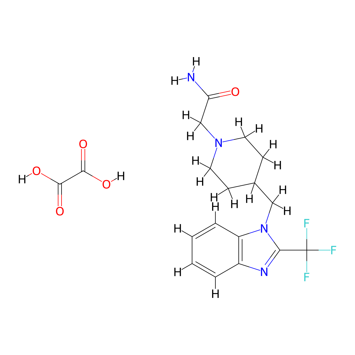 2-(4-((2-(trifluoromethyl)-1H-benzo[d]imidazol-1-yl)methyl)piperidin-1-yl)acetamide oxalate molecular structure, CAS 1351644-92-2