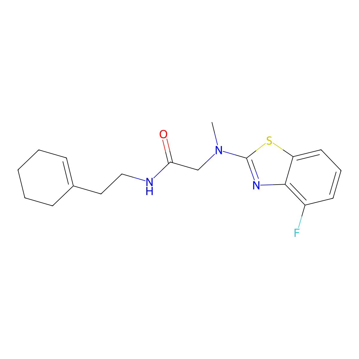 N-(2-(cyclohex-1-en-1-yl)ethyl)-2-((4-fluorobenzo[d]thiazol-2-yl)(methyl)amino)acetamide molecular structure, CAS 1351644-93-3