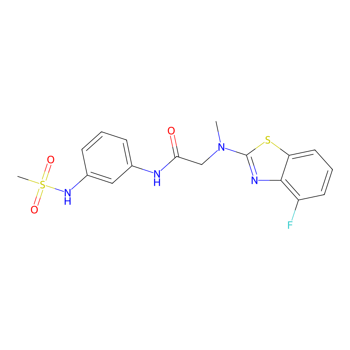2-[(4-fluoro-1,3-benzothiazol-2-yl)(methyl)amino]-N-(3-methanesulfonamidophenyl)acetamide molecular structure, CAS 1351644-99-9