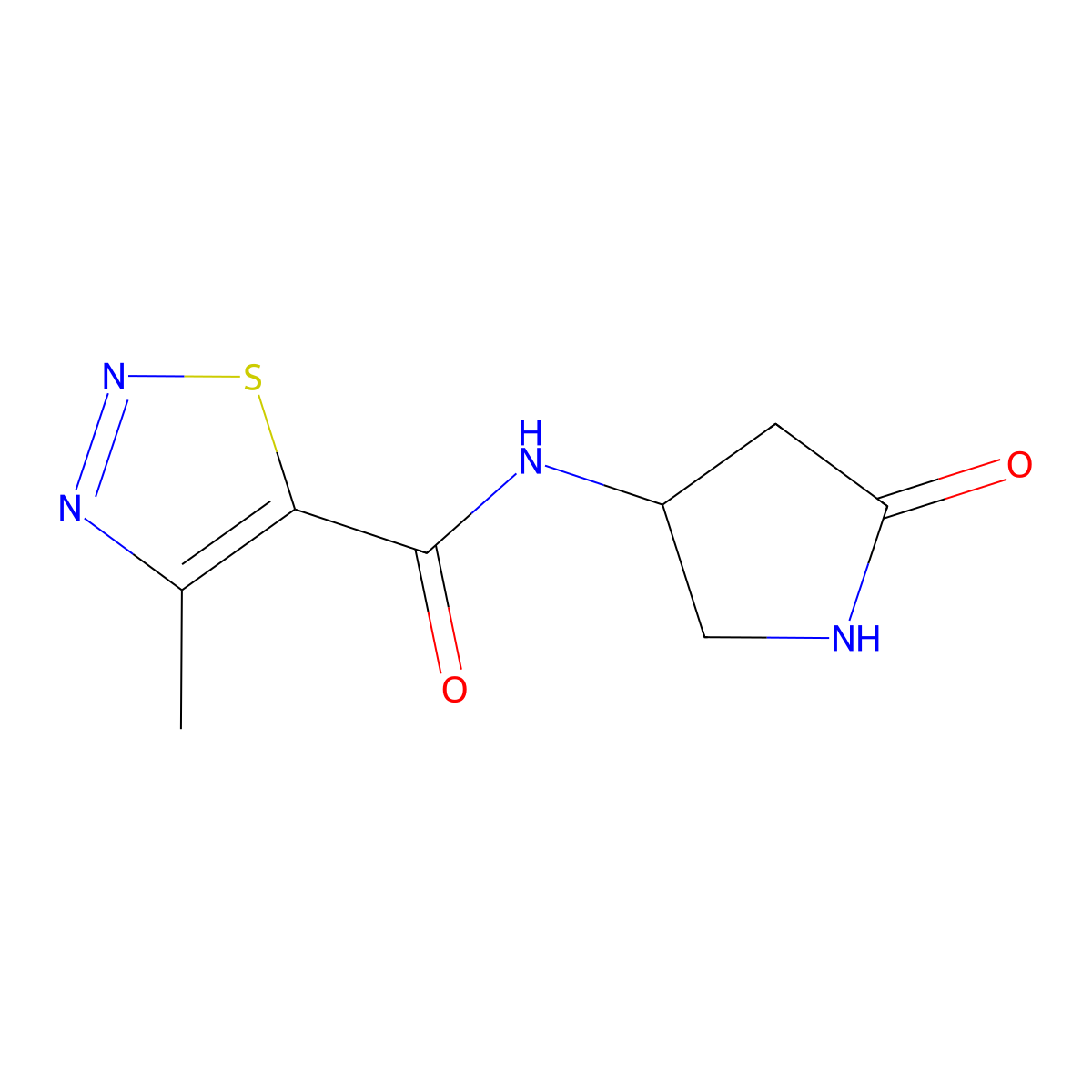 4-methyl-N-(5-oxopyrrolidin-3-yl)-1,2,3-thiadiazole-5-carboxamide molecular structure, CAS 1351645-02-7