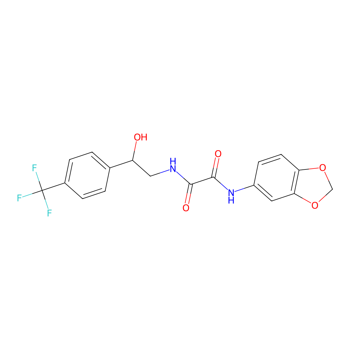 N1-(benzo[d][1,3]dioxol-5-yl)-N2-(2-hydroxy-2-(4-(trifluoromethyl)phenyl)ethyl)oxalamide molecular structure, CAS 1351645-05-0