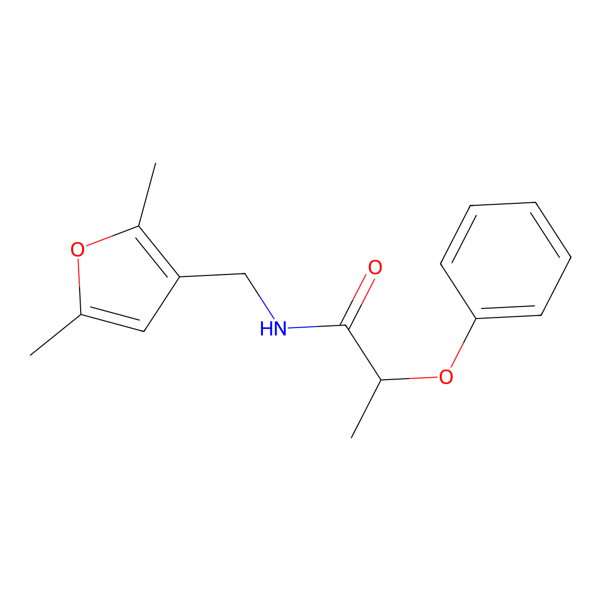 N-[(2,5-dimethylfuran-3-yl)methyl]-2-phenoxypropanamide molecular structure, CAS 1351645-10-7