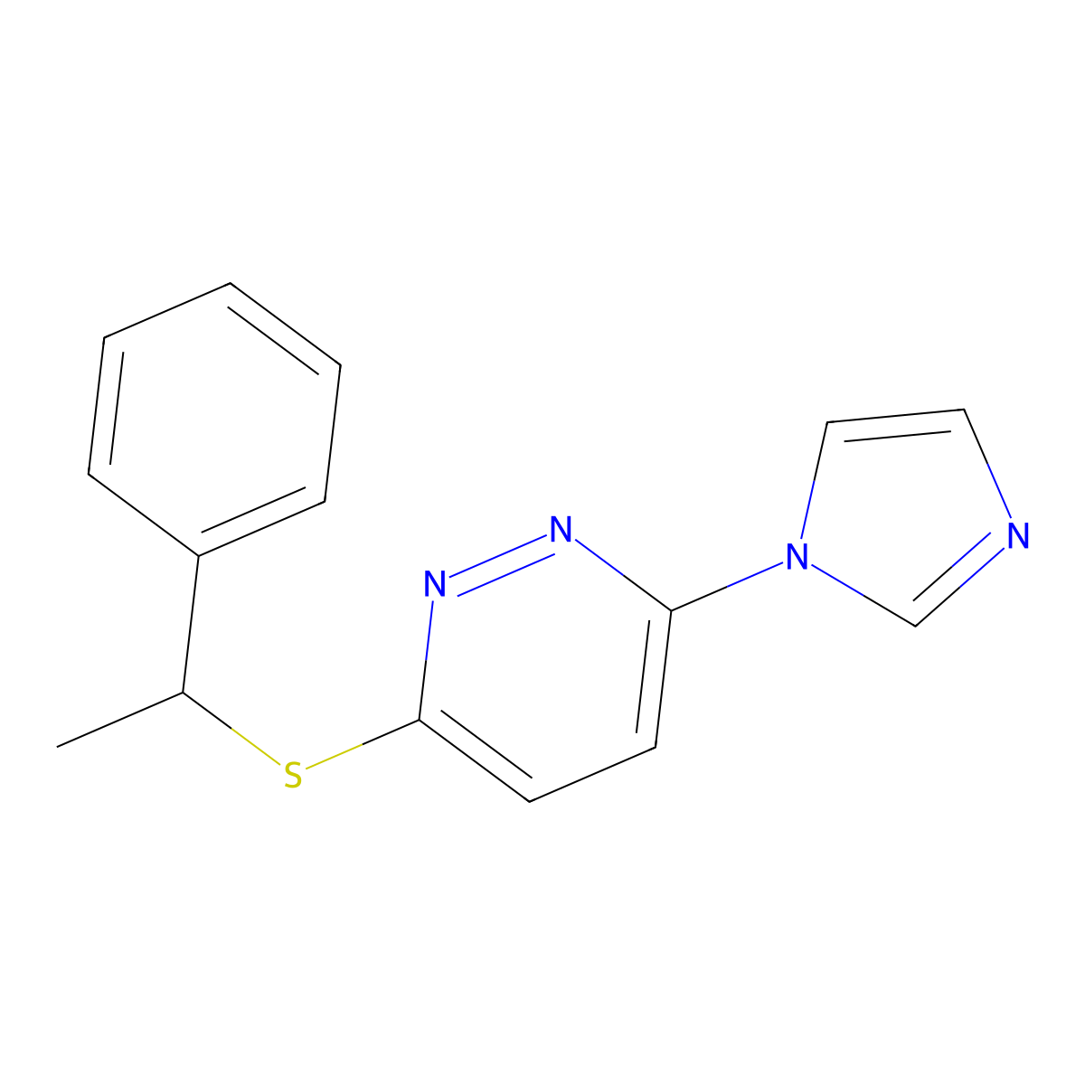 3-(1H-imidazol-1-yl)-6-((1-phenylethyl)thio)pyridazine molecular structure, CAS 1351645-12-9