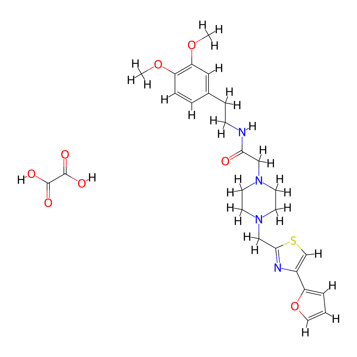 N-(3,4-dimethoxyphenethyl)-2-(4-((4-(furan-2-yl)thiazol-2-yl)methyl)piperazin-1-yl)acetamide oxalate molecular structure, CAS 1351645-13-0