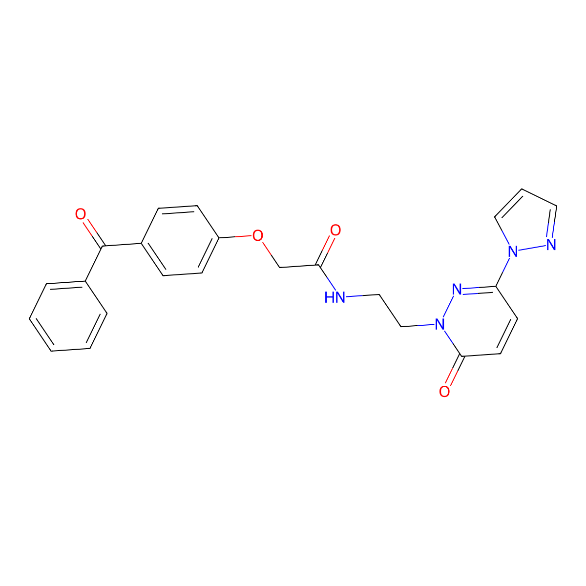 2-(4-benzoylphenoxy)-N-(2-(6-oxo-3-(1H-pyrazol-1-yl)pyridazin-1(6H)-yl)ethyl)acetamide molecular structure, CAS 1351645-14-1