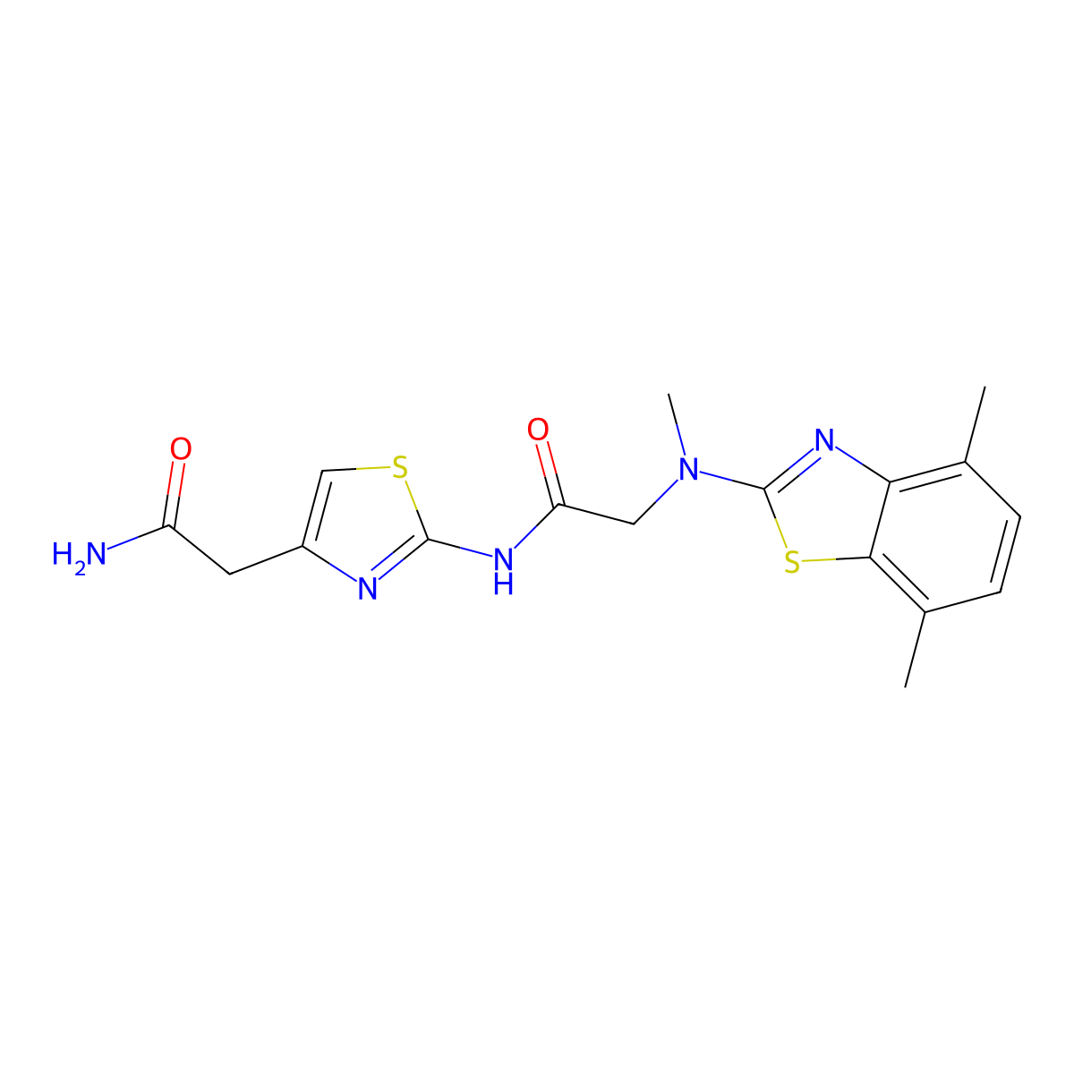 N-(4-(2-amino-2-oxoethyl)thiazol-2-yl)-2-((4,7-dimethylbenzo[d]thiazol-2-yl)(methyl)amino)acetamide molecular structure, CAS 1351645-15-2