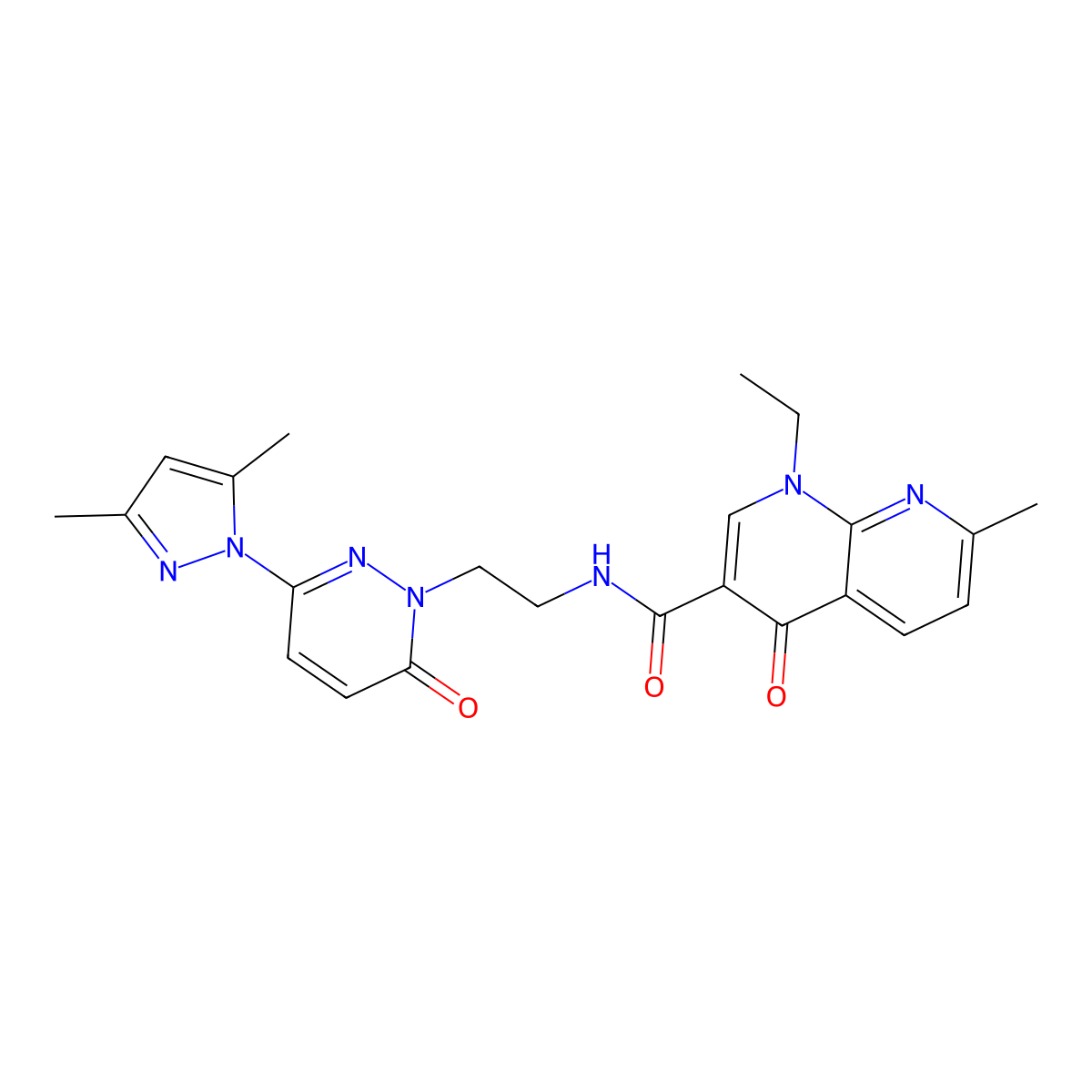 N-(2-(3-(3,5-dimethyl-1H-pyrazol-1-yl)-6-oxopyridazin-1(6H)-yl)ethyl)-1-ethyl-7-methyl-4-oxo-1,4-dihydro-1,8-naphthyridine-3-carboxamide molecular structure, CAS 1351645-26-5