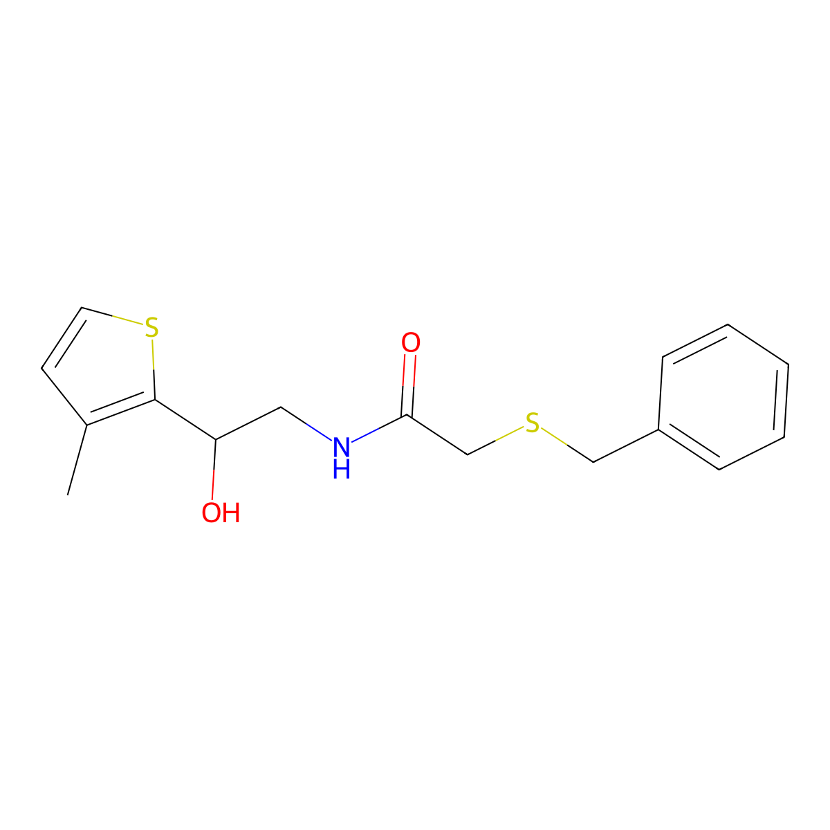 2-(benzylthio)-N-(2-hydroxy-2-(3-methylthiophen-2-yl)ethyl)acetamide molecular structure, CAS 1351645-27-6
