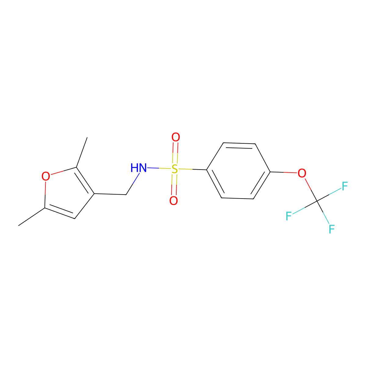 N-((2,5-dimethylfuran-3-yl)methyl)-4-(trifluoromethoxy)benzenesulfonamide molecular structure, CAS 1351645-29-8