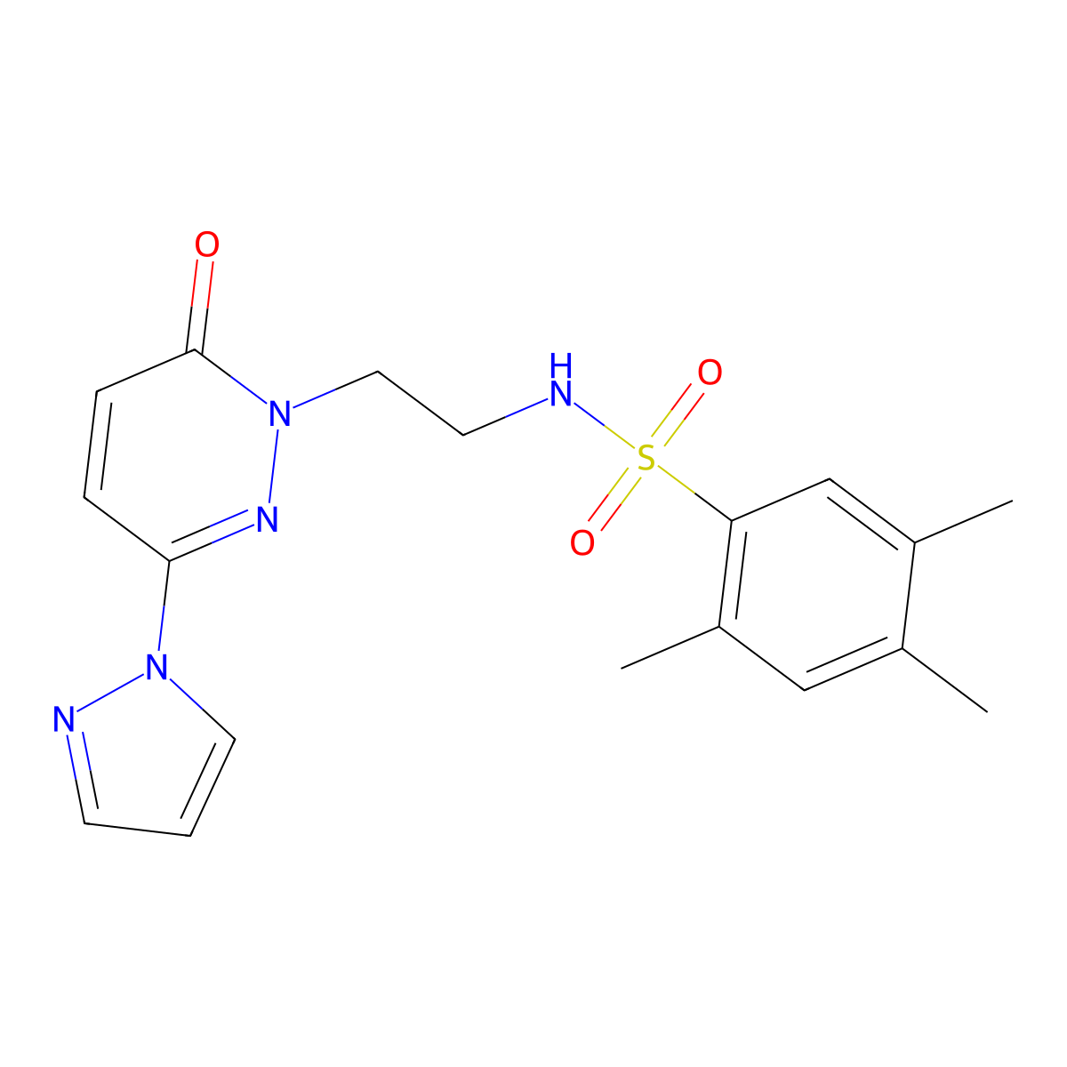 2,4,5-trimethyl-N-(2-(6-oxo-3-(1H-pyrazol-1-yl)pyridazin-1(6H)-yl)ethyl)benzenesulfonamide molecular structure, CAS 1351645-32-3