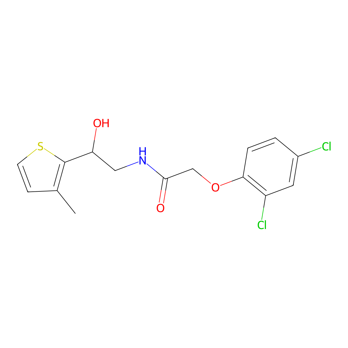 2-(2,4-dichlorophenoxy)-N-[2-hydroxy-2-(3-methylthiophen-2-yl)ethyl]acetamide molecular structure, CAS 1351645-34-5