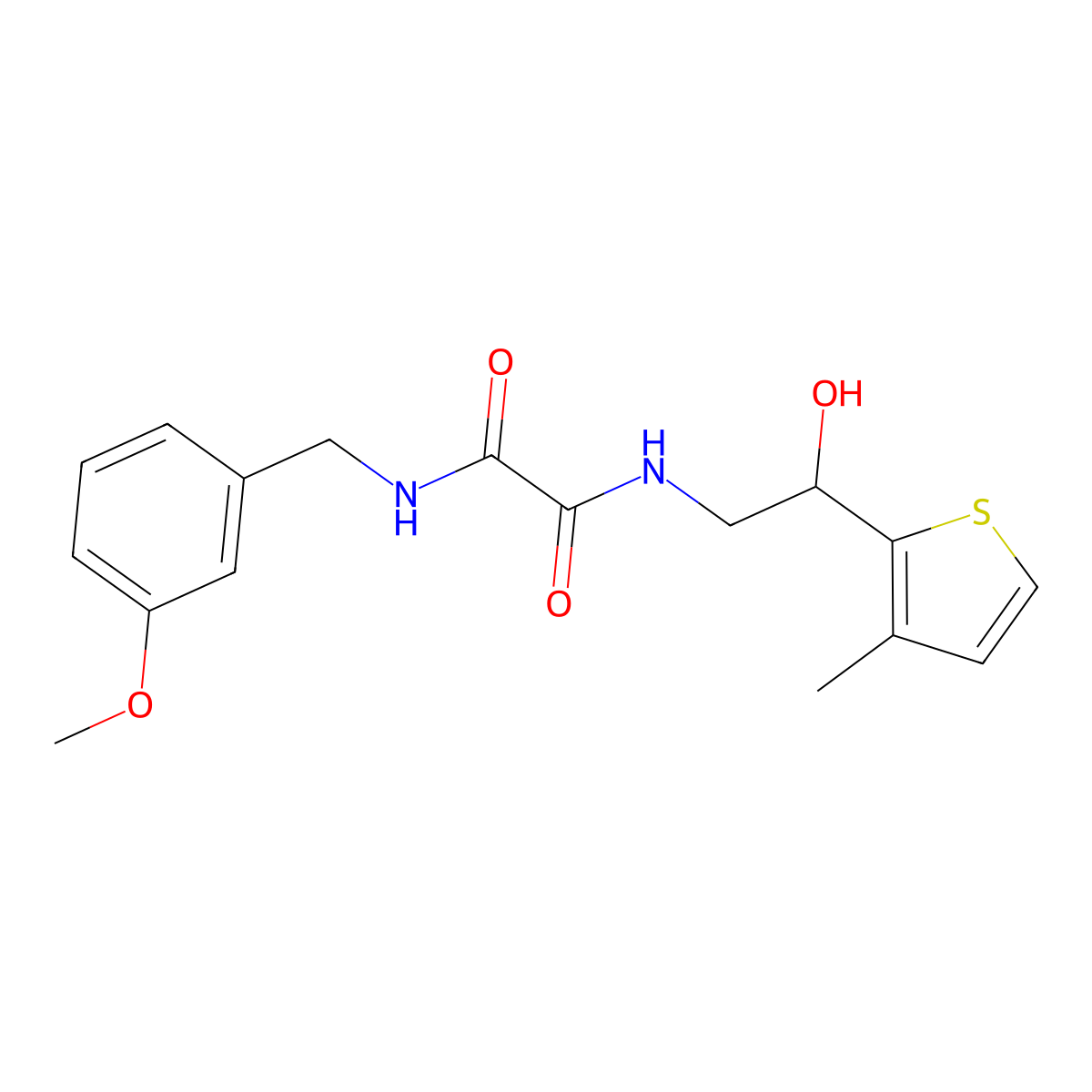 N1-(2-hydroxy-2-(3-methylthiophen-2-yl)ethyl)-N2-(3-methoxybenzyl)oxalamide molecular structure, CAS 1351645-40-3