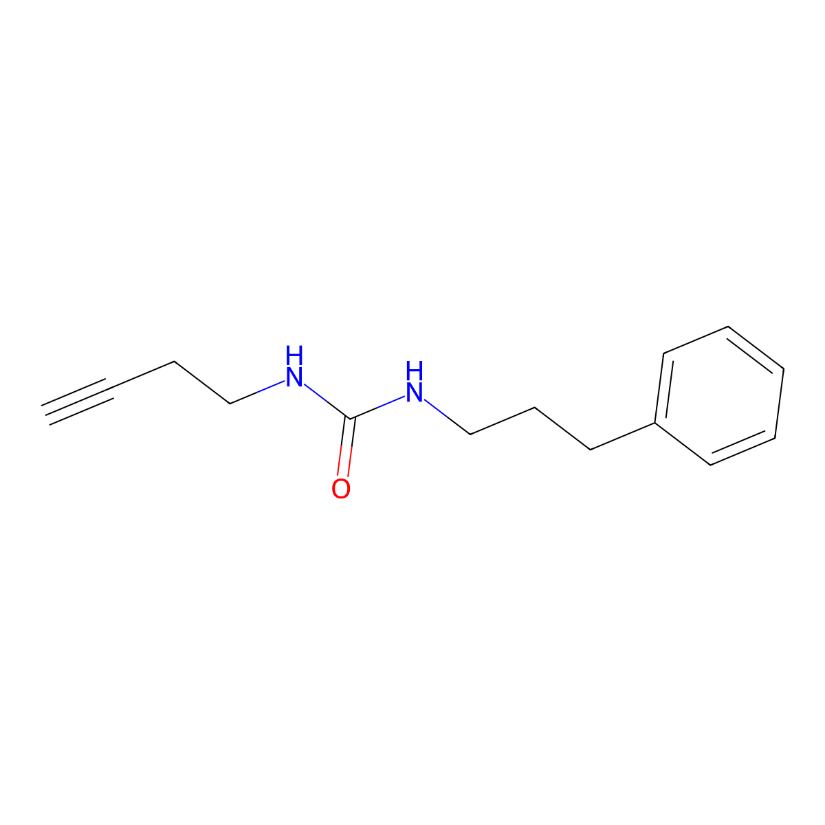 1-(But-3-yn-1-yl)-3-(3-phenylpropyl)urea molecular structure, CAS 1351645-49-2