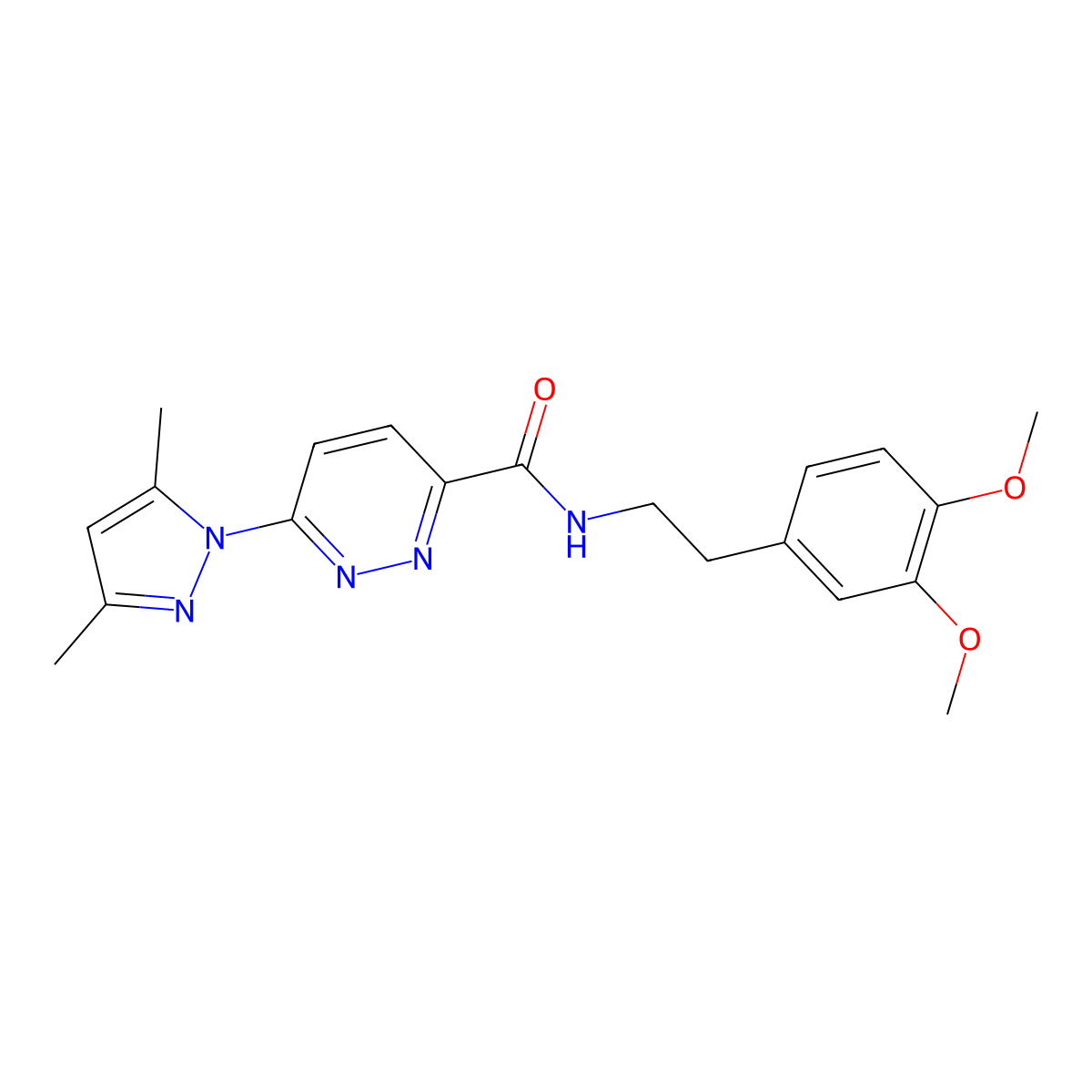 N-(3,4-dimethoxyphenethyl)-6-(3,5-dimethyl-1H-pyrazol-1-yl)pyridazine-3-carboxamide molecular structure, CAS 1351645-54-9
